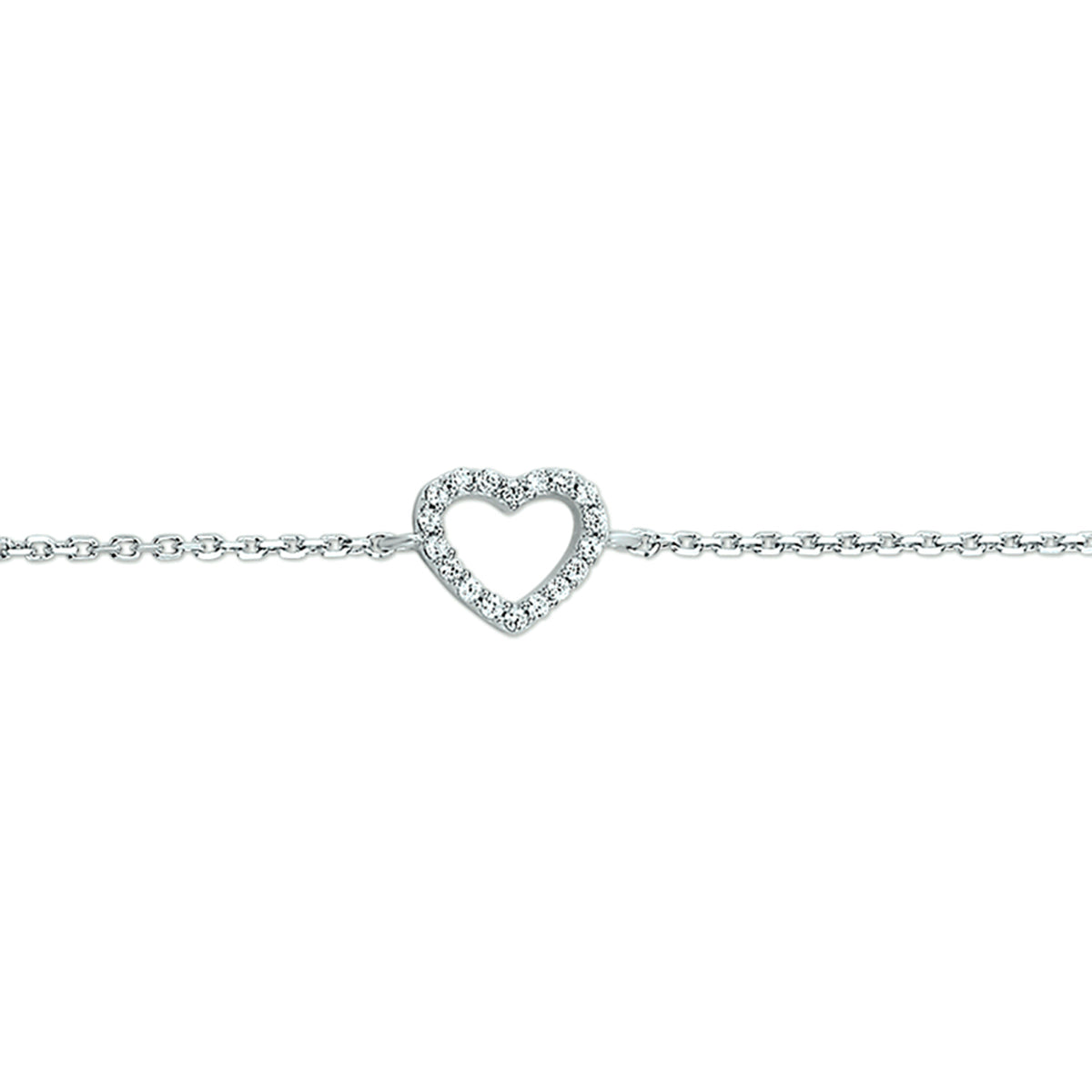 Armband Herz Zirkonia 15,5 + 2,5 cm Silber rhodiniert