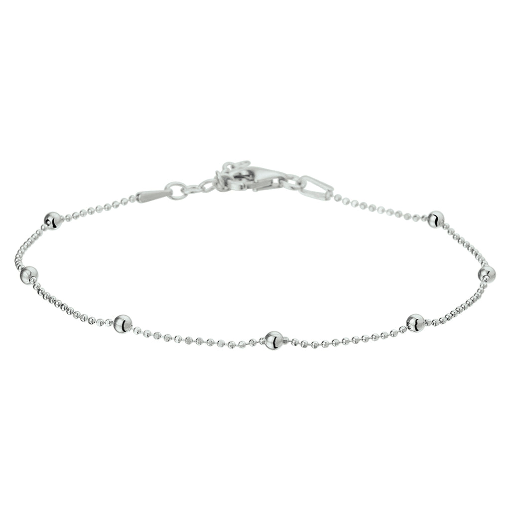 Armband Kugeln 2,5 mm 17 + 2 cm Silber rhodiniert
