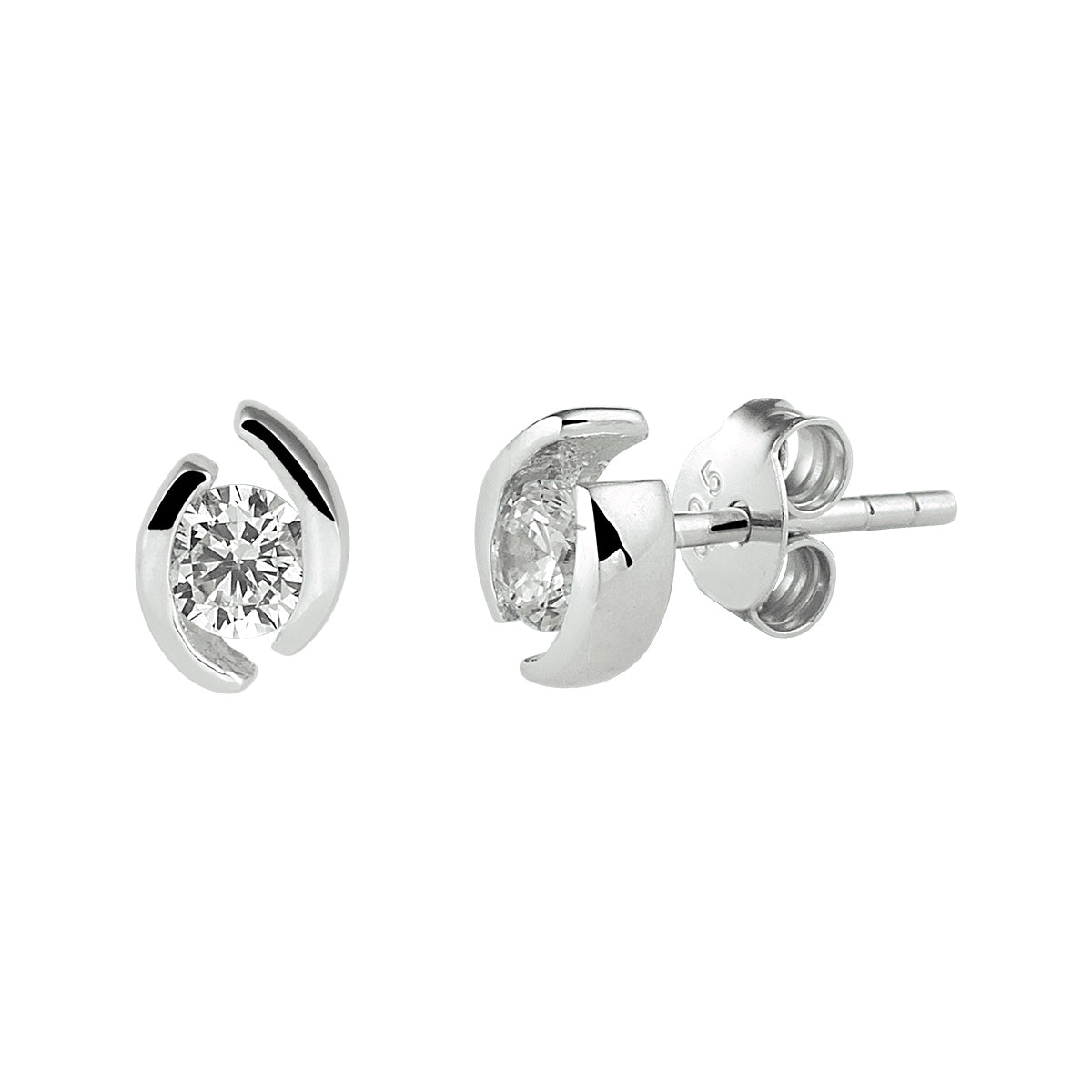 Ohrstecker Zirkonia Silber rhodiniert