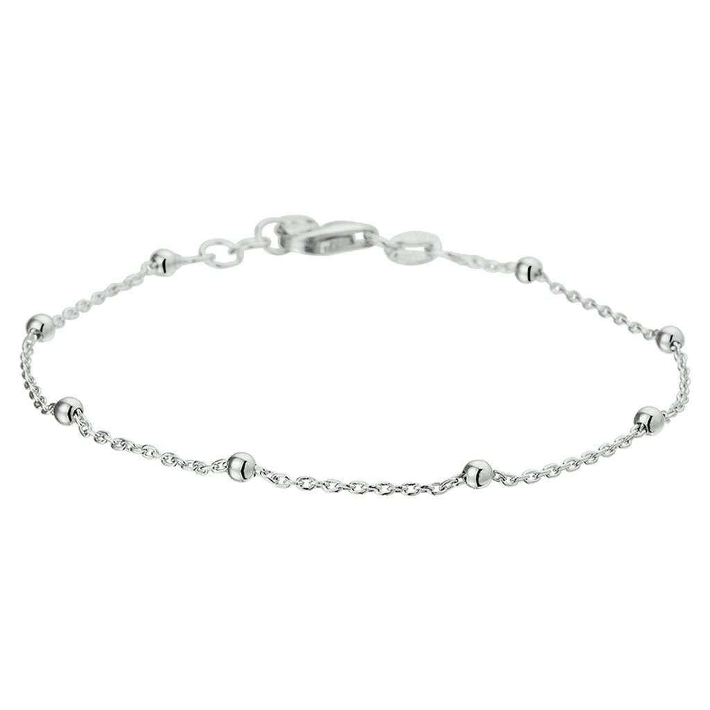 Armband Kugeln 1,2 mm 17 + 2 cm Silber rhodiniert