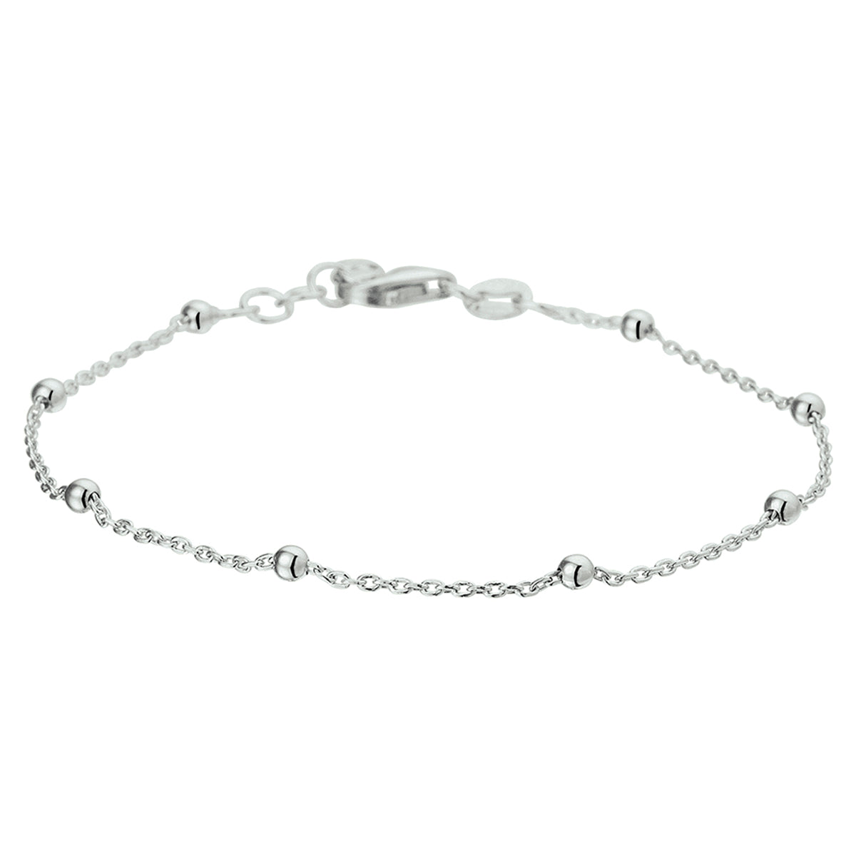 Armband Kugeln 1,2 mm 17 + 2 cm Silber rhodiniert