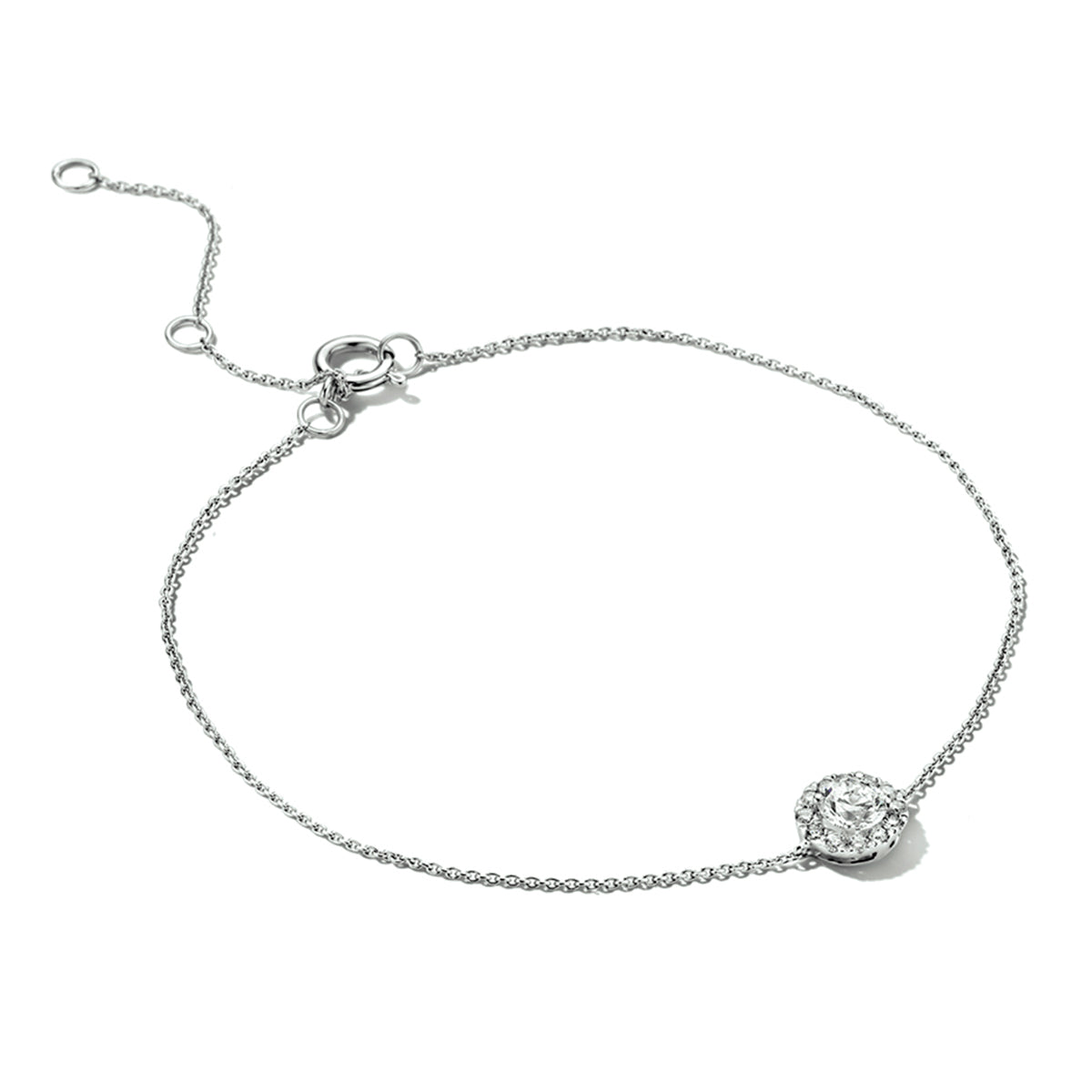 armband lab grown diamant 15,5 - 17,5 - 19,5 cm 0.33ct h si halo 14K witgoud met palladium