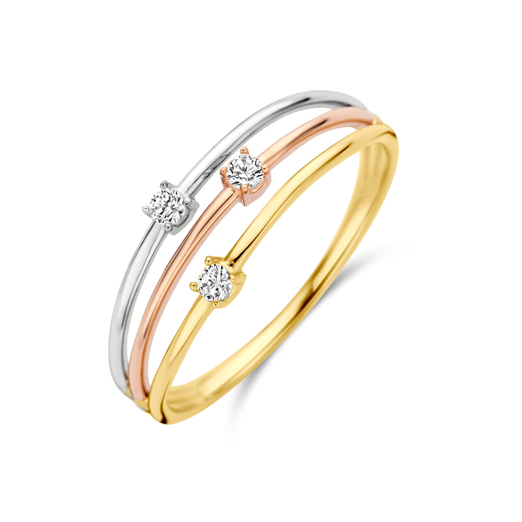 ring zirkonia tricolor 14K tricolor goud
