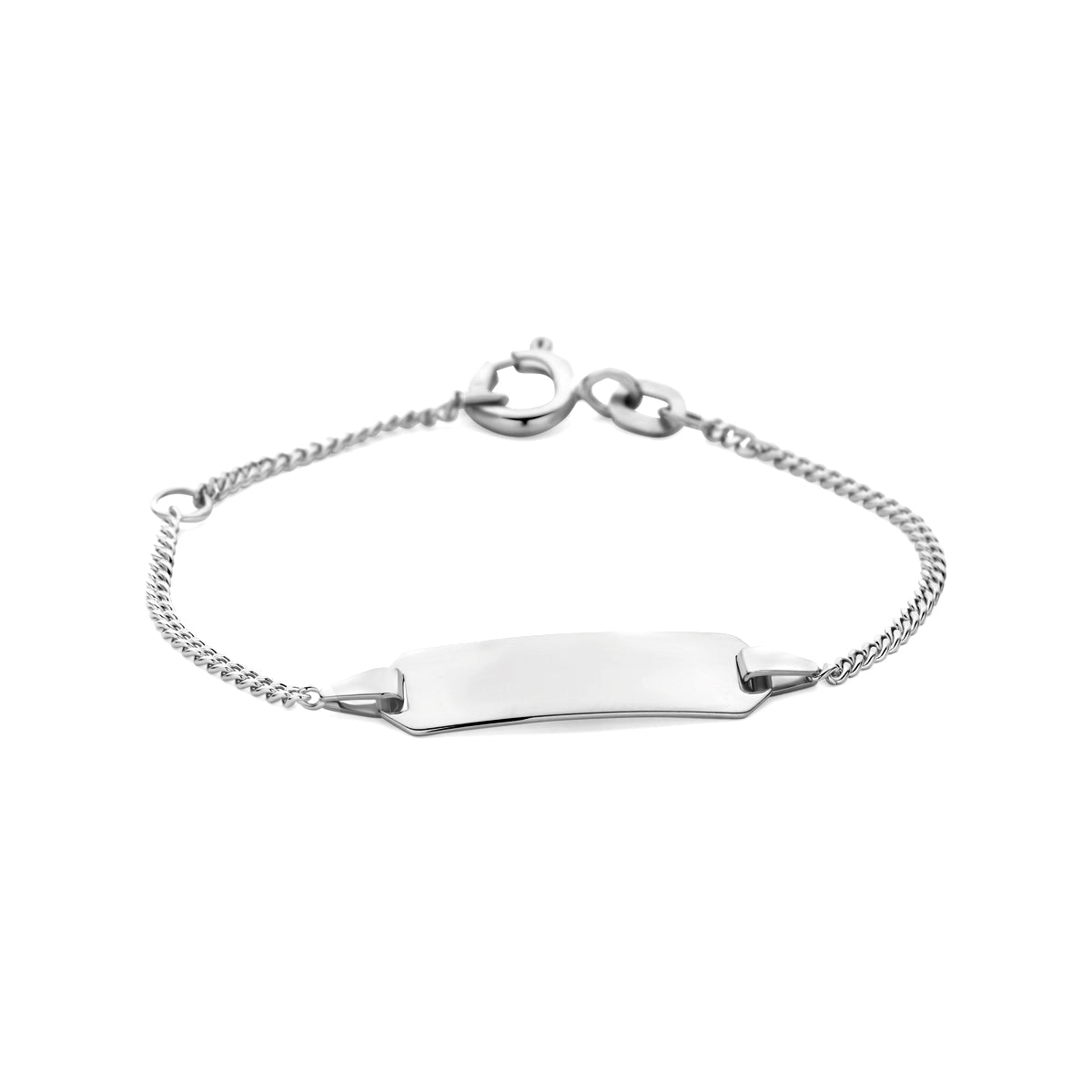 Gravurarmband Gourmet-Kette 4 Seiten geschliffen Platte 5,0 mm 14K Weißgold