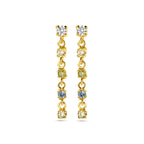 oorhangers wit, geel en groen zirkonia en synth. aquamarijn 22 mm 14K geelgoud