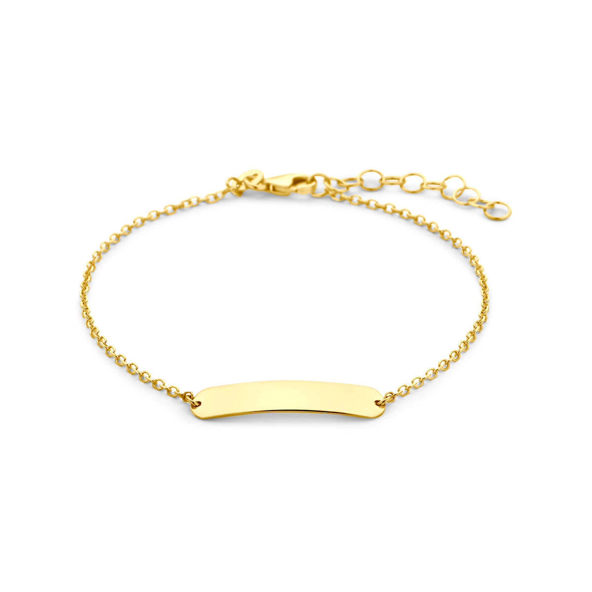 9k graveerarmband plaat 5,0 mm 16 + 3 cm 9K geel - rechthoek