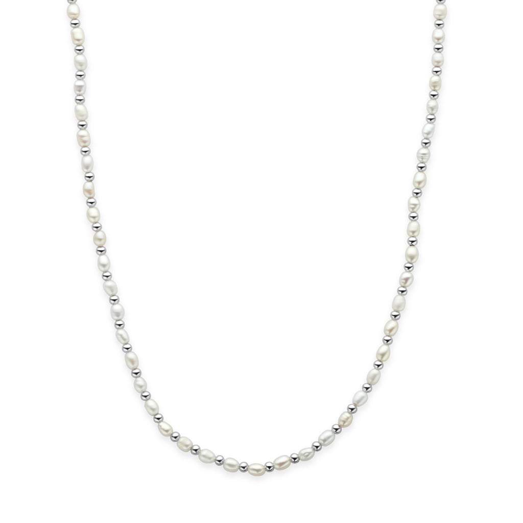 collier parels 41 + 4 cm zilver gerhodineerd