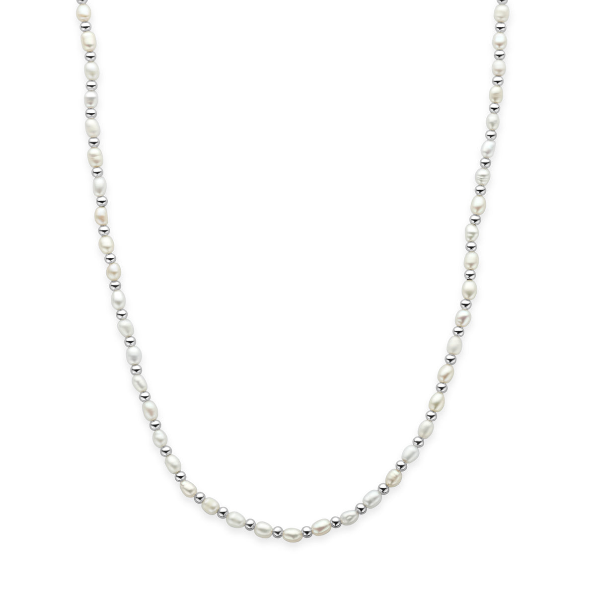 collier parels 41 + 4 cm zilver gerhodineerd
