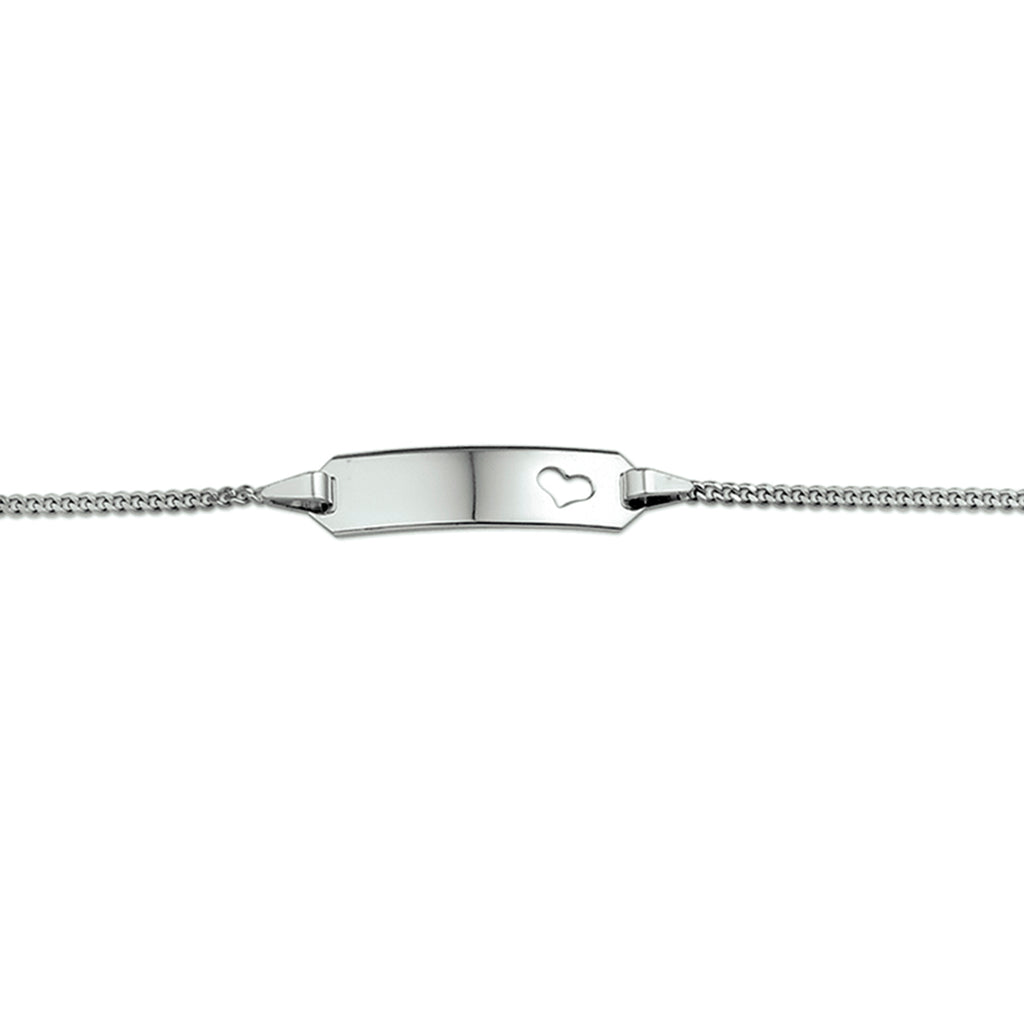 Gravurarmband Herz Gourmette 4 Seiten geschliffene Platte 5,0 mm 14K Weißgold