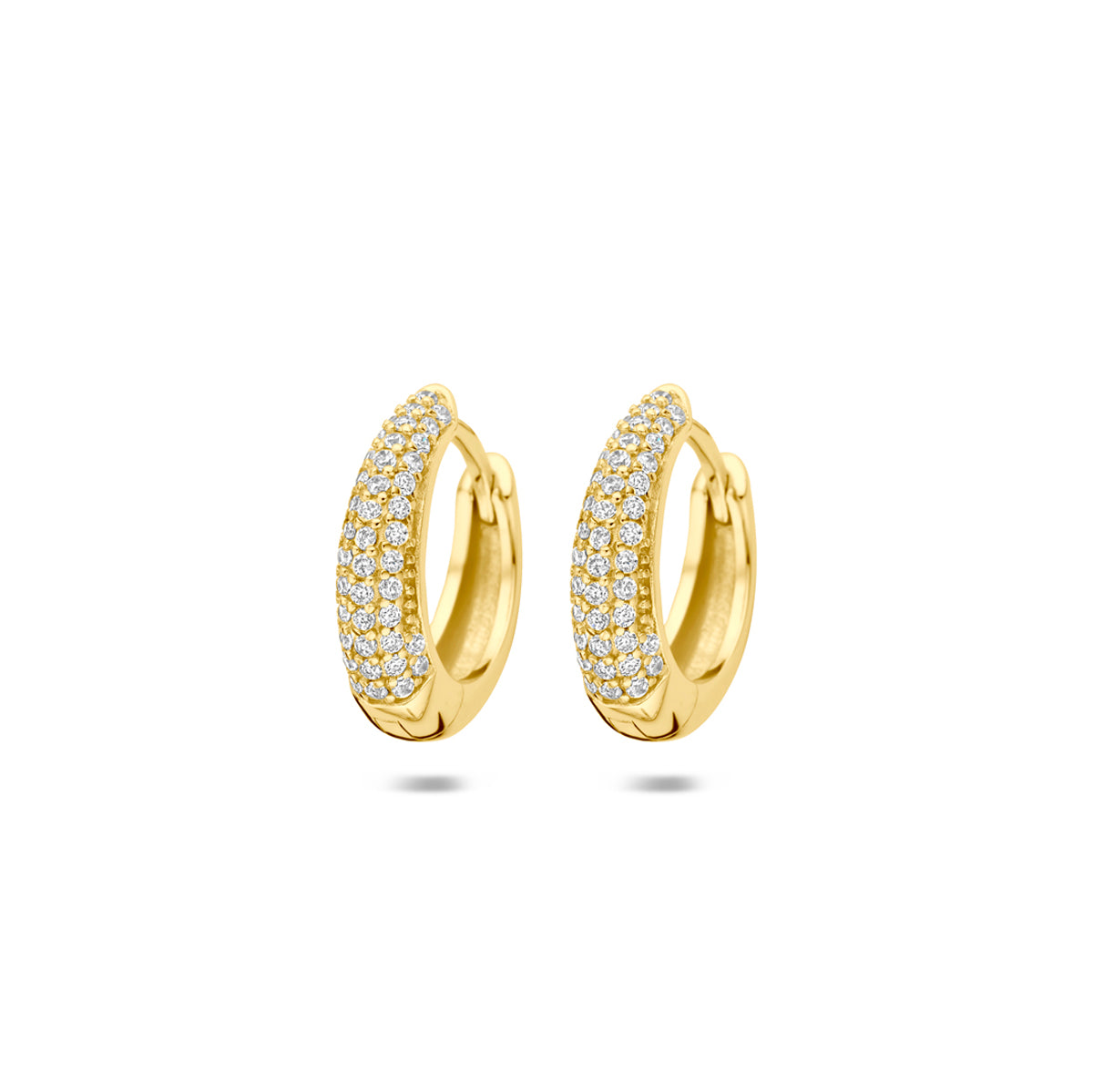 klapoorringen zirkonia buis 4 mm 1 micron zilver verguld (geel)
