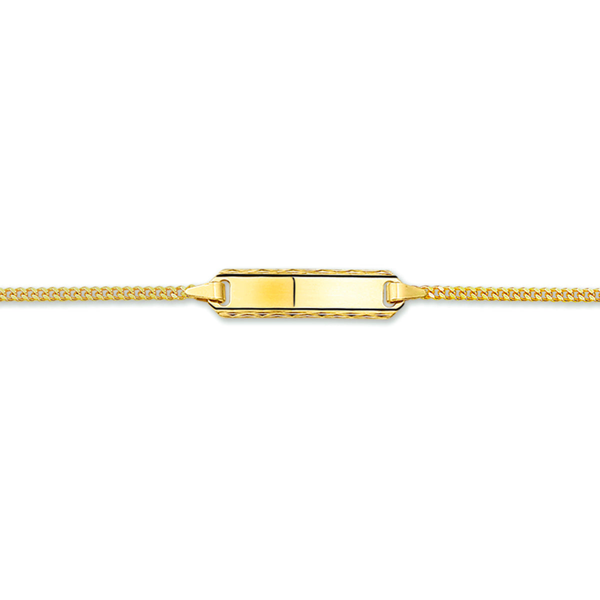 Gravurarmband Gourmet-Kette 4 Seiten geschliffen Platte 5,0 mm 14K Gelbgold