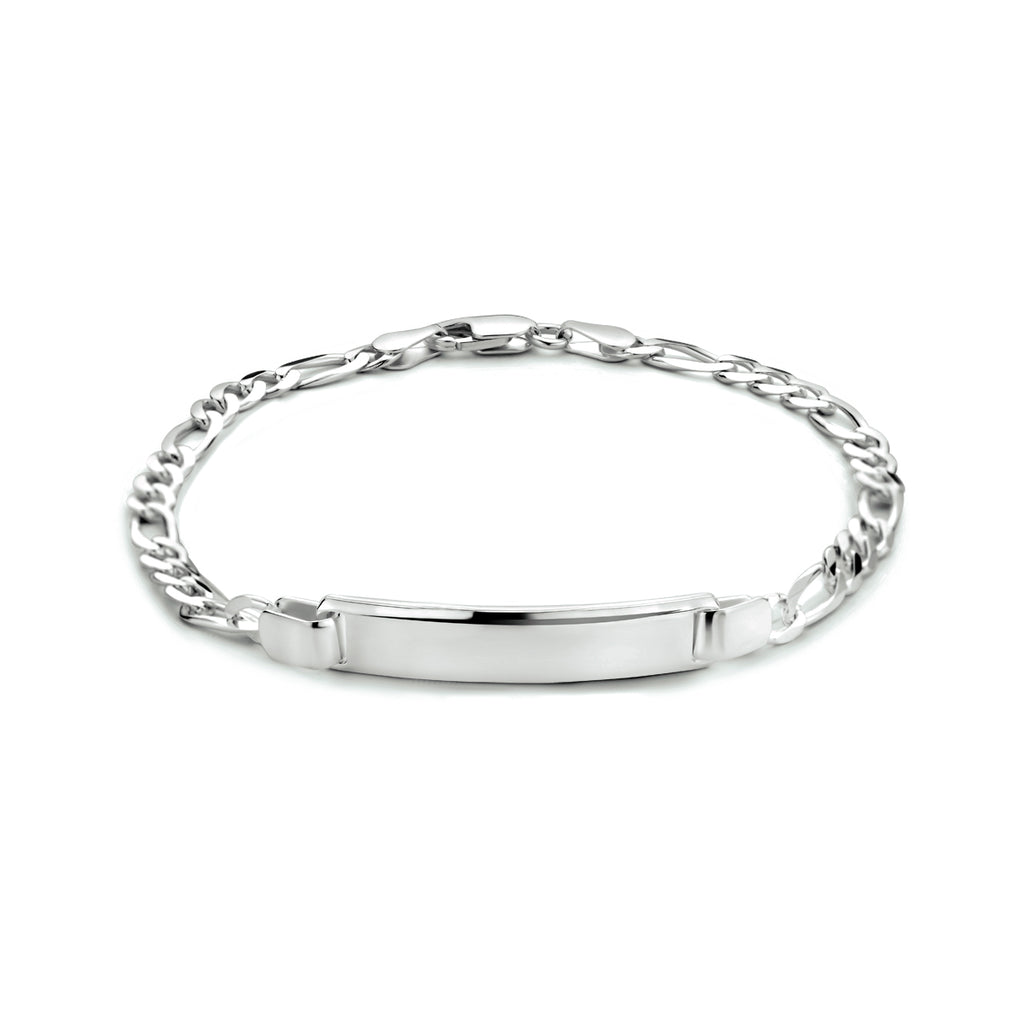 Gravurarmband Figaroplatte 6,0 mm 19 cm silberweiß
