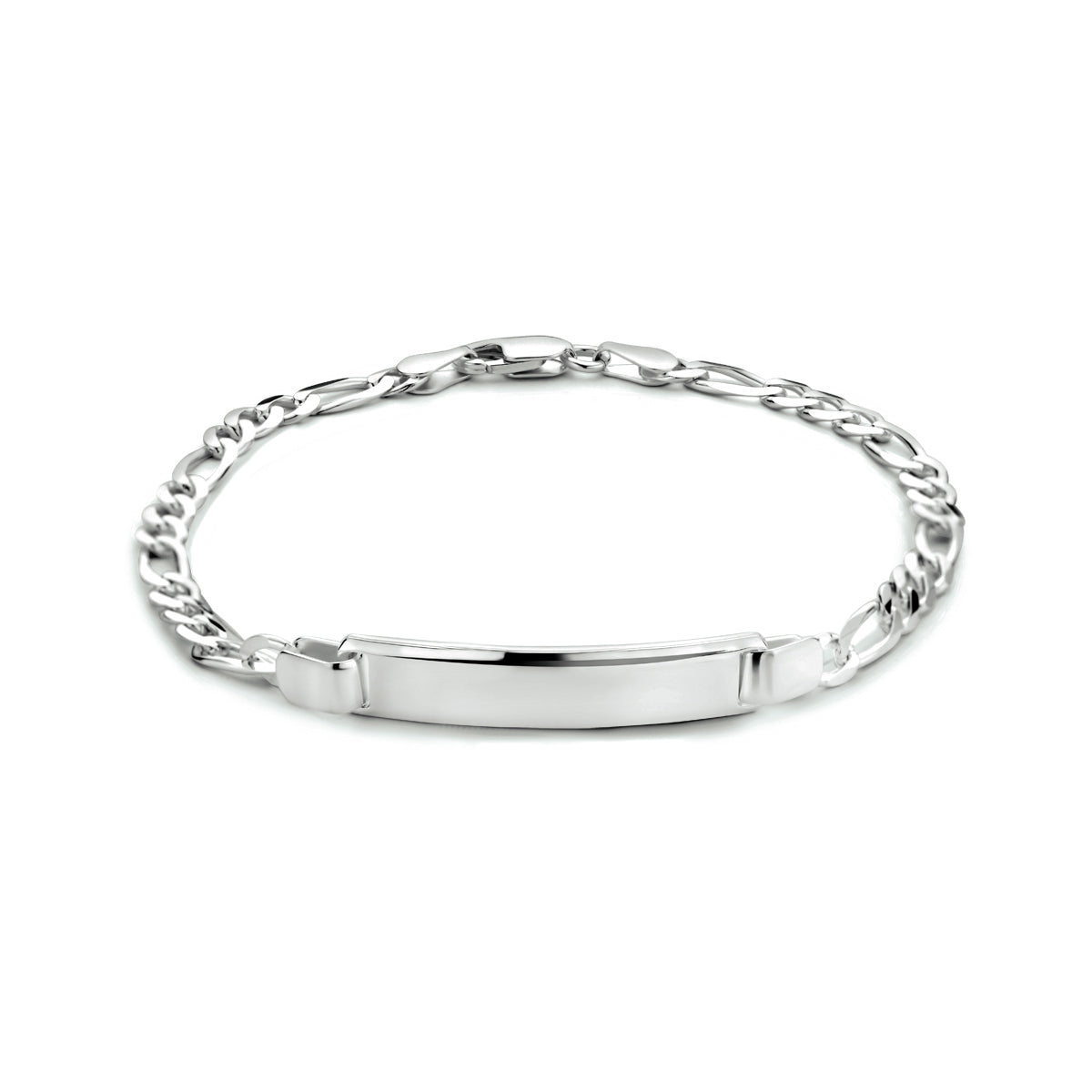 Gravurarmband Figaroplatte 6,0 mm 19 cm silberweiß