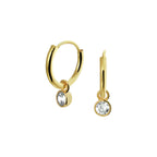 oorringen met hangers zirkonia 14K geelgoud