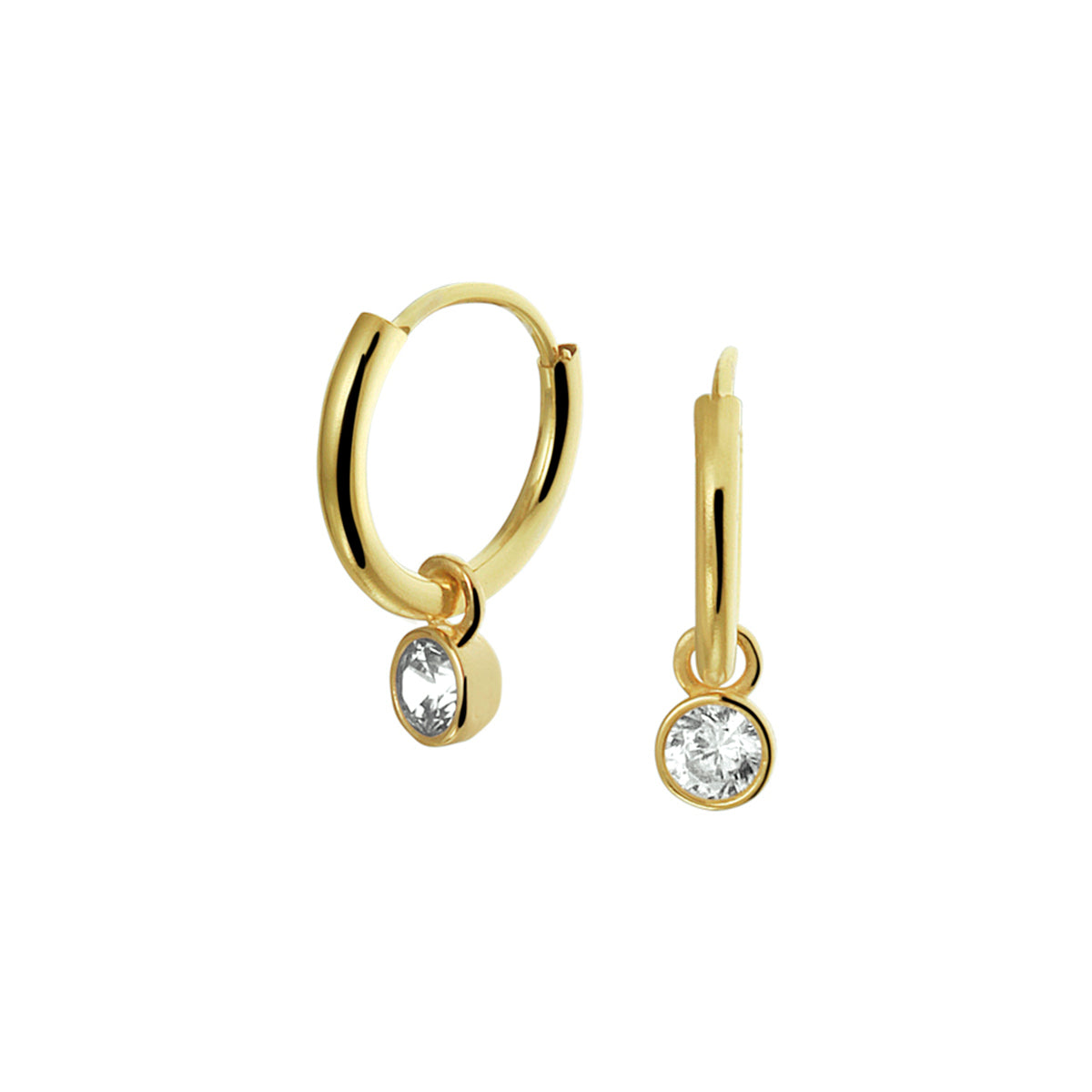oorringen met hangers zirkonia 14K geelgoud