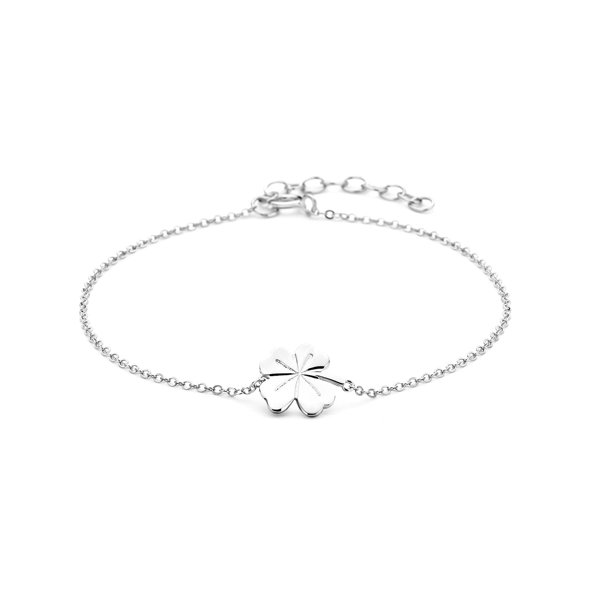 Armband Kleeblatt 17 + 3 cm Sterlingsilber rhodiniert