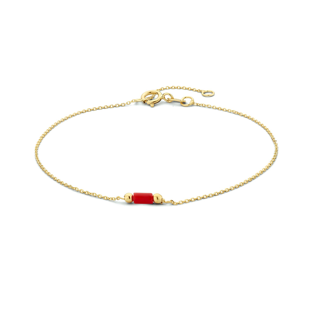 Armband Koralle 16 - 18 cm 14K Gelbgold