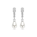 oorhangers zirkonia en parel zilver gerhodineerd