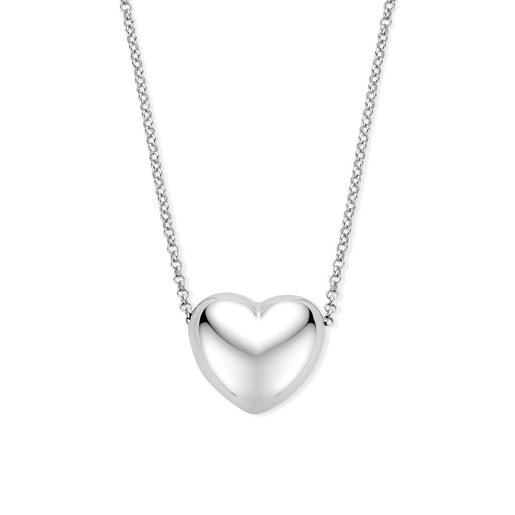 collier hartje 41 + 4 cm zilver gerhodineerd