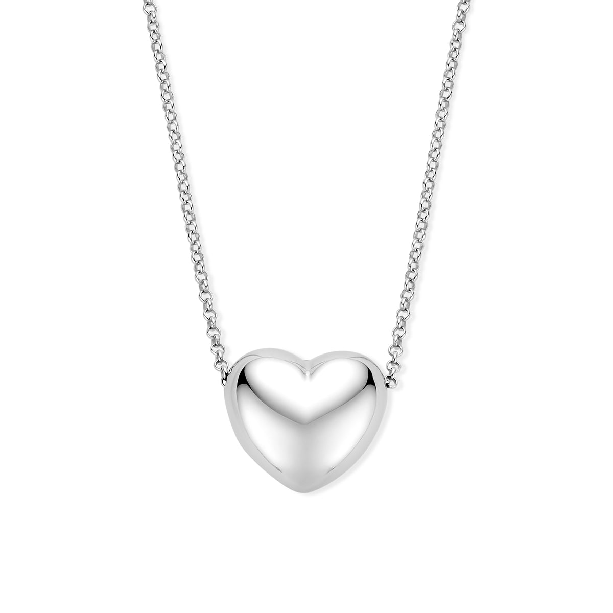 collier hartje 41 + 4 cm zilver gerhodineerd