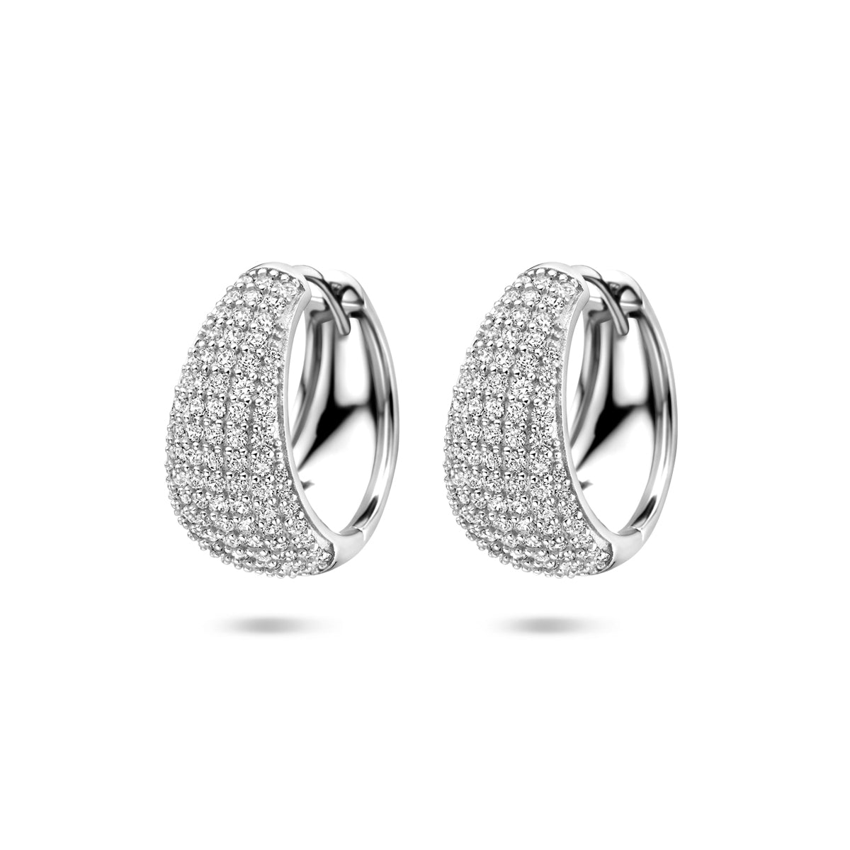 klapoorringen zirkonia 18 mm zilver gerhodineerd