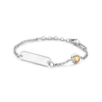 Gravurarmbandplatte 5,0 mm mit Geburtsstein 11 + 2 cm Silber rhodiniert
