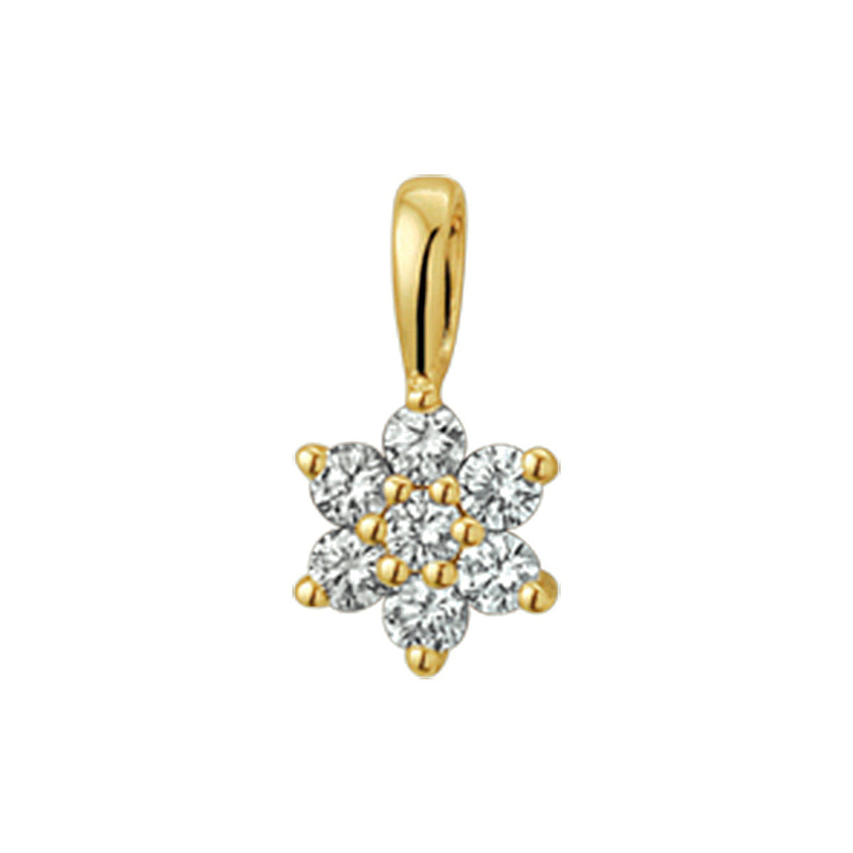 hanger ster diamant 0.14ct h si halo 10 mm 14K geelgoud