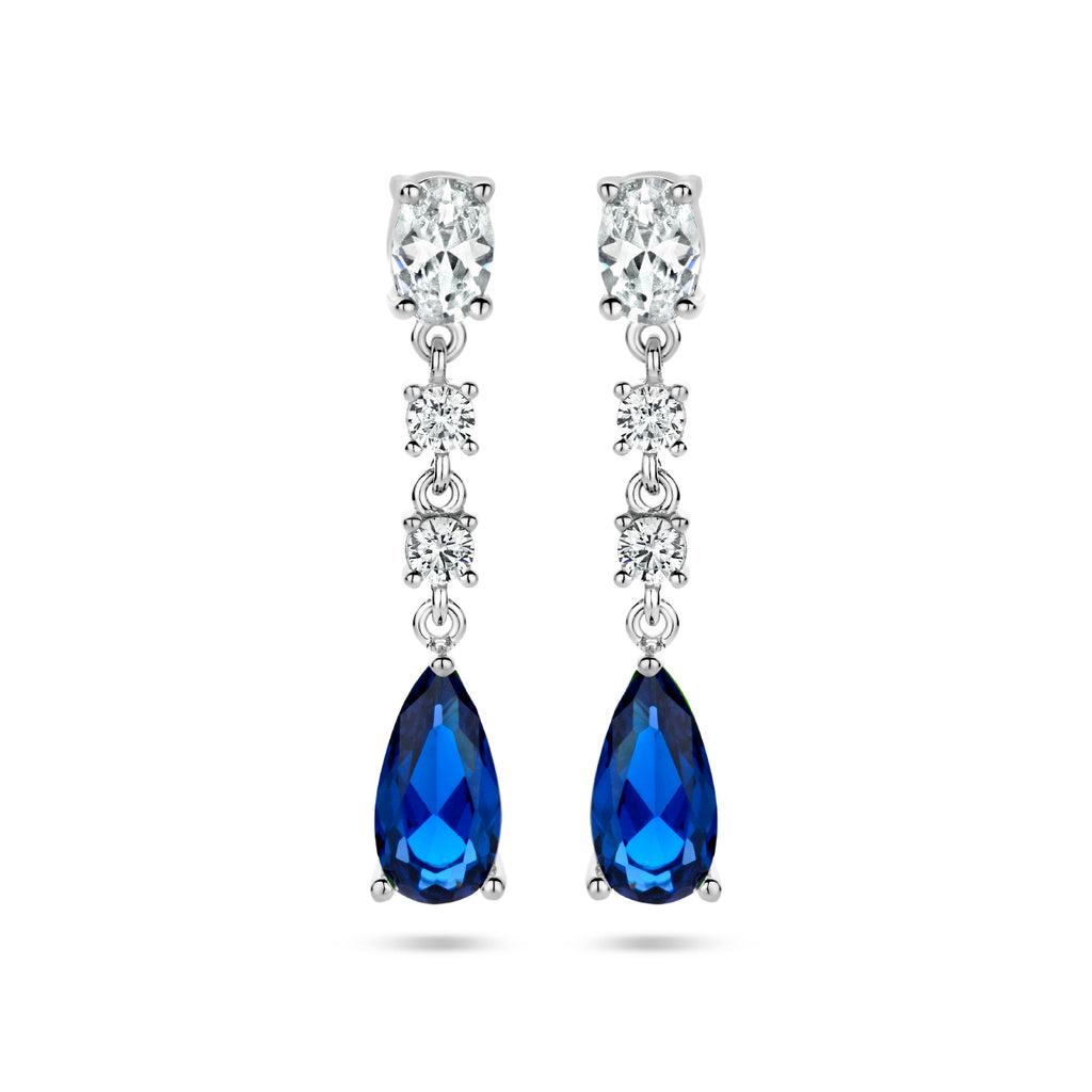 oorhangers saffierkleurig zirkonia zilver gerhodineerd