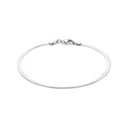 armband slang plat 2 mm 18 cm zilver gerhodineerd