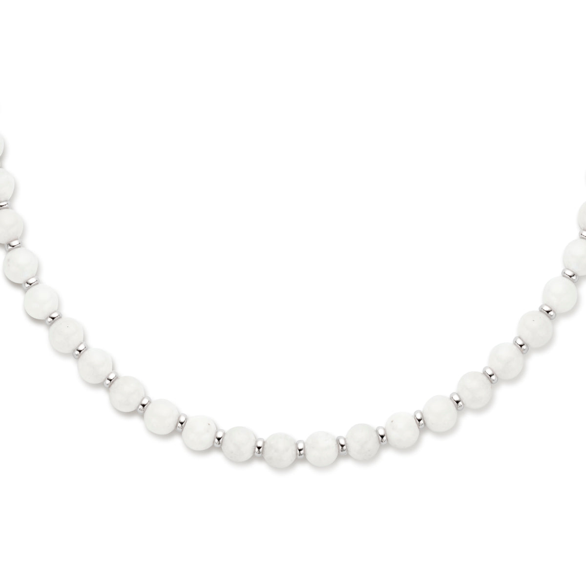 Halskette Mondstein und Ringe 6,0 mm 42 + 3 cm Silber rhodiniert