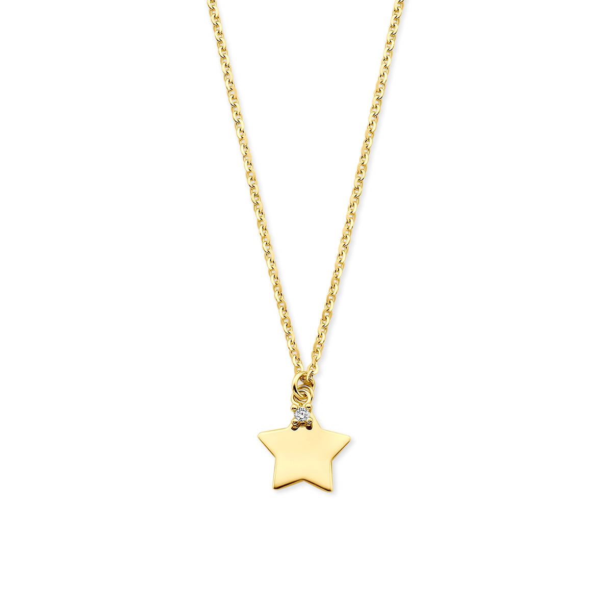Halskette Stern Zirkonia 40 - 42 - 44 cm 14K Gelbgold