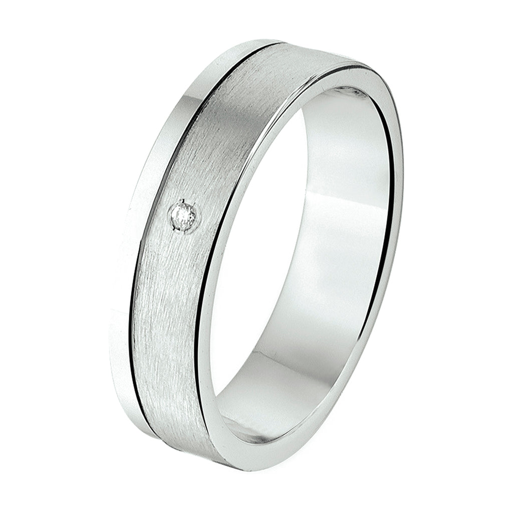 Ring A306 – 5 mm – 0,01 ct H SI Silber rhodiniert
