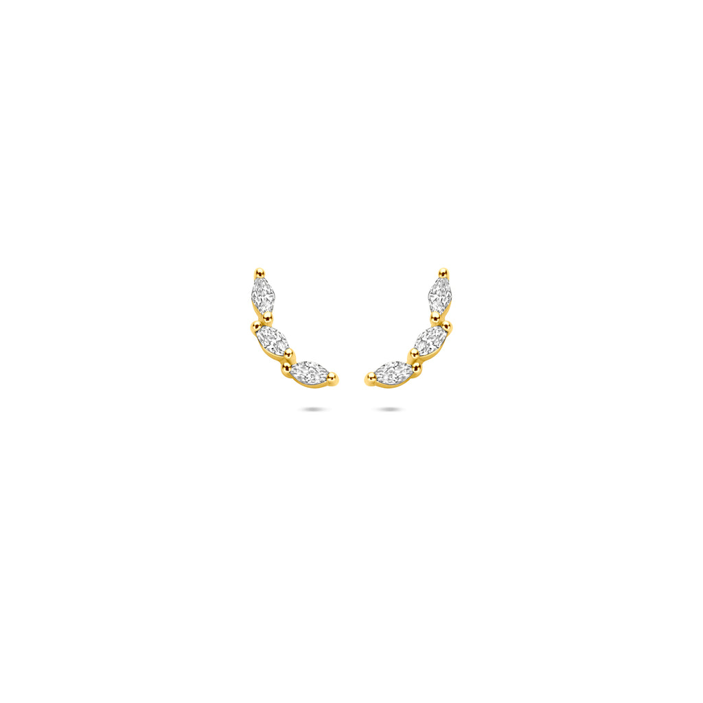 oorknoppen zirkonia 9,5 mm 1 micron zilver verguld (geel)