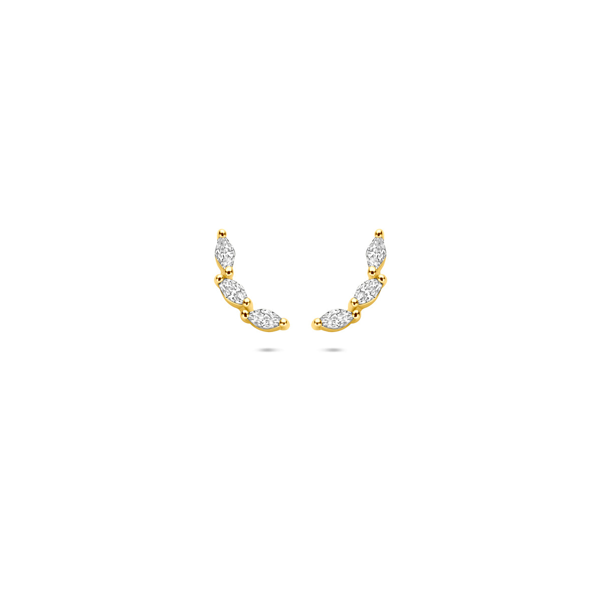 oorknoppen zirkonia 9,5 mm 1 micron zilver verguld (geel)