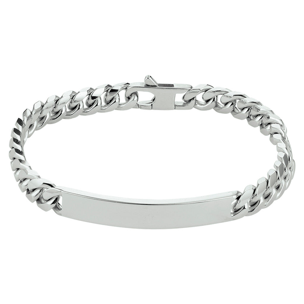 graveerarmband gourmette 6 zijdes geslepen plaat 7,0 mm 20,5 cm zilver gerhodineerd