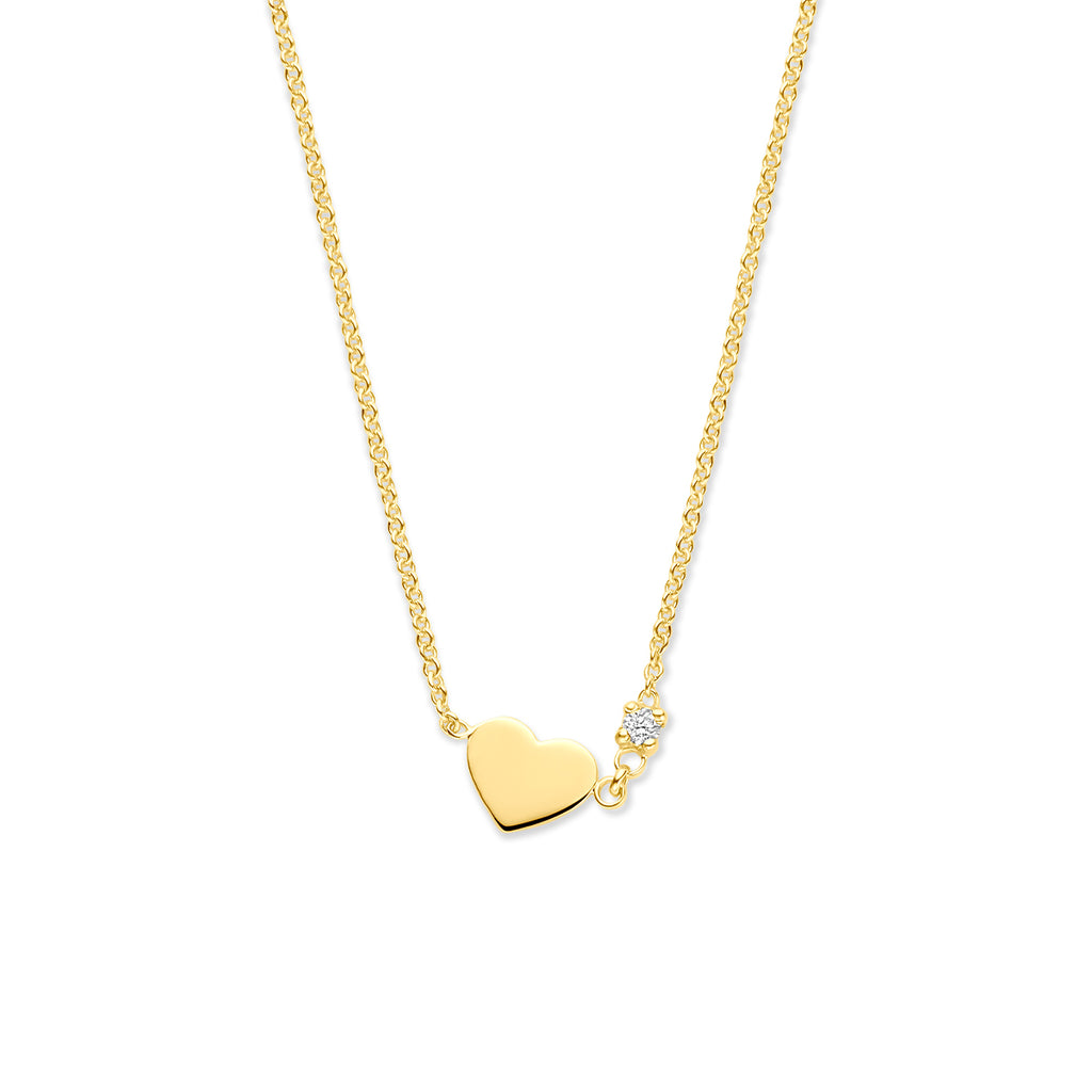 Halskette Herz Diamant 0.02ct H SI 40 + 4 cm 14K Gelbgold