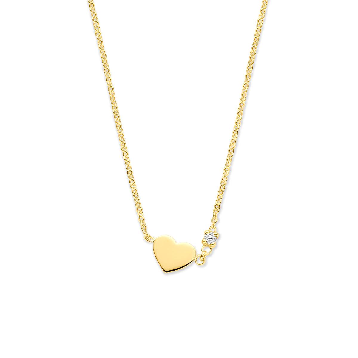Halskette Herz Diamant 0.02ct H SI 40 + 4 cm 14K Gelbgold