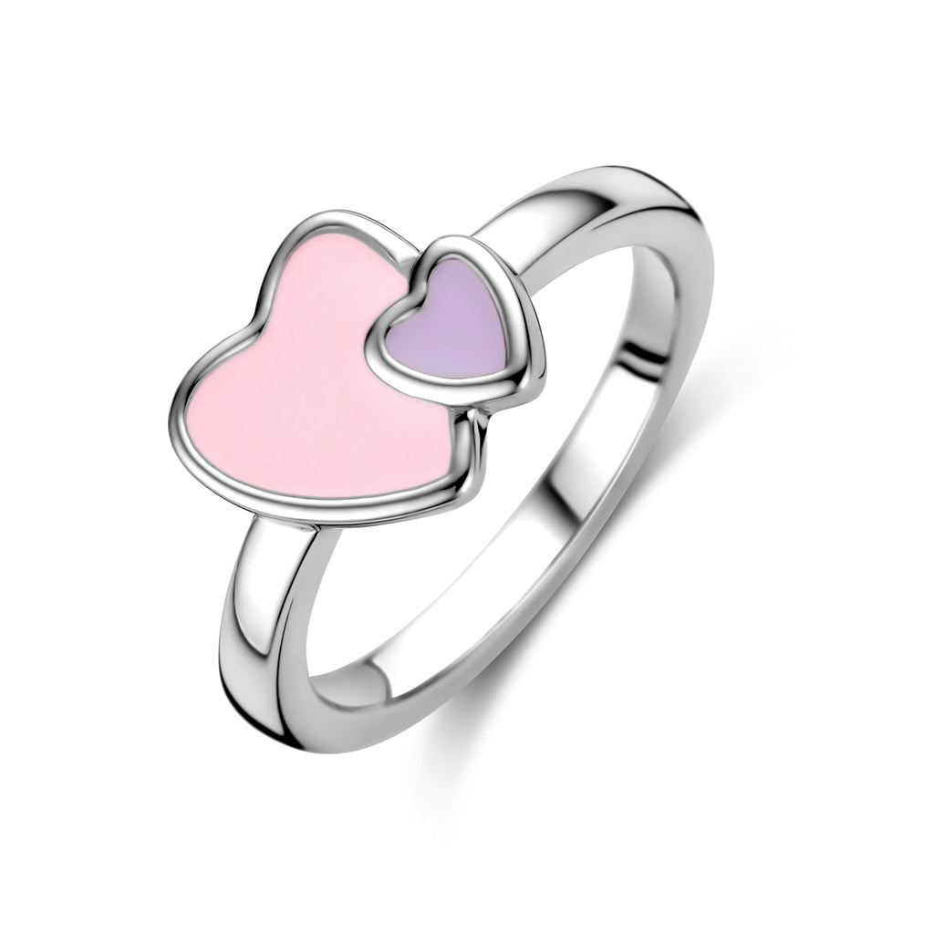 ring emaille hartjes zilver gerhodineerd