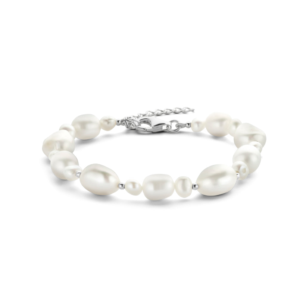 armband parels 17 + 3 cm zilver gerhodineerd
