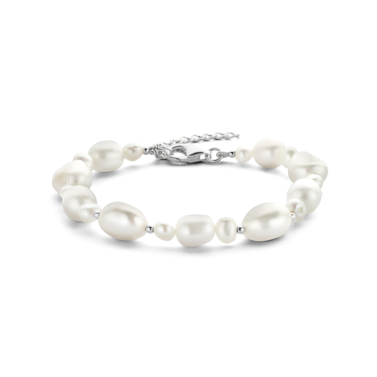 Armband Perlen 17 + 3 cm Silber rhodiniert