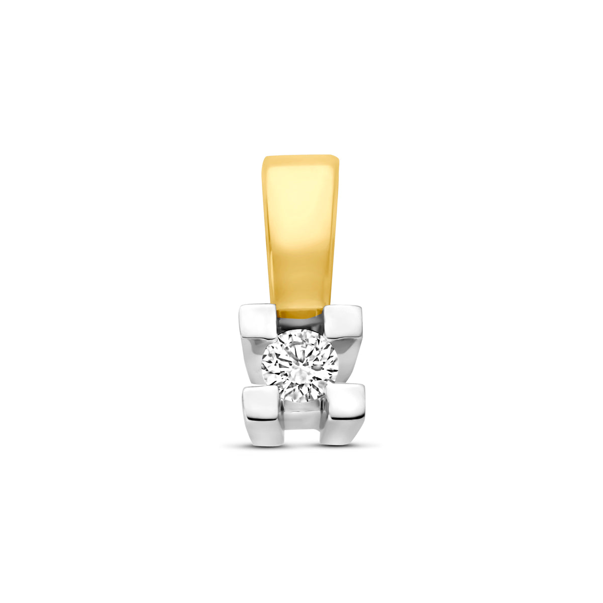 hanger diamant 0.05ct h si 9 mm 14K bicolor goud geel/wit
