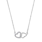 collier hartjes zirkonia 42 + 3 cm zilver gerhodineerd