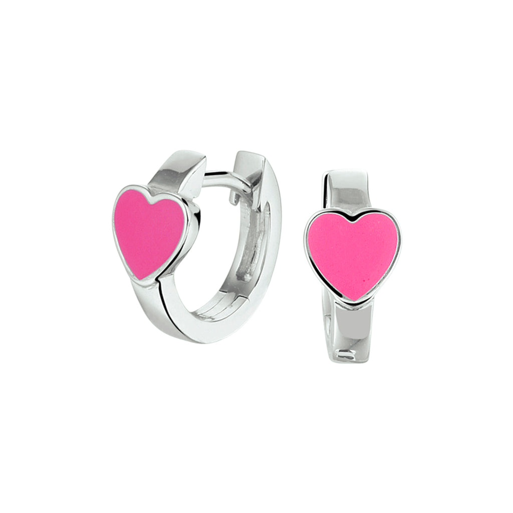 klapoorringen hart emaille zilver gerhodineerd