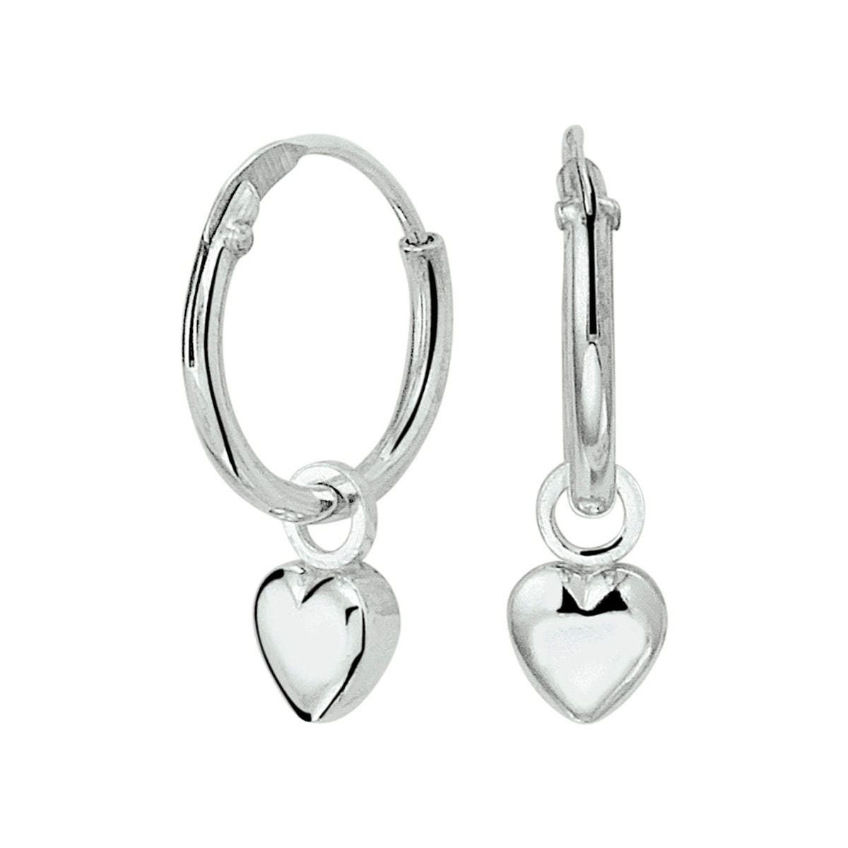 klapoorringen hart zilver gerhodineerd - rond