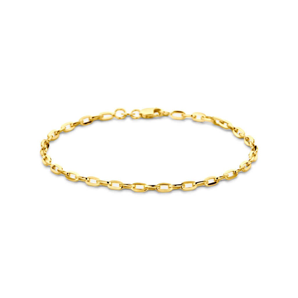 armband anker massief 3,0 mm 19 cm silgold (geel met zilverkern)
