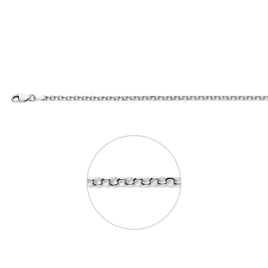 Jasseron-Halskette 3,0 mm 80 cm rhodiniertes Silber