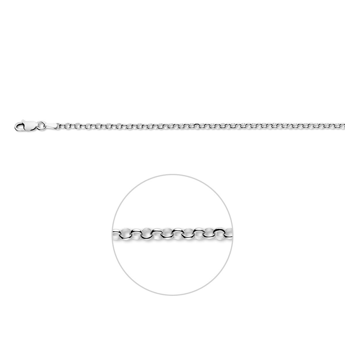 Jasseron-Halskette 3,0 mm 80 cm rhodiniertes Silber