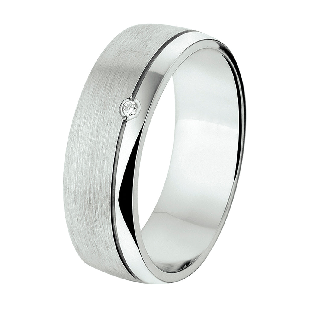 Ring A310 – 6 mm – 0,01 ct H SI Silber rhodiniert