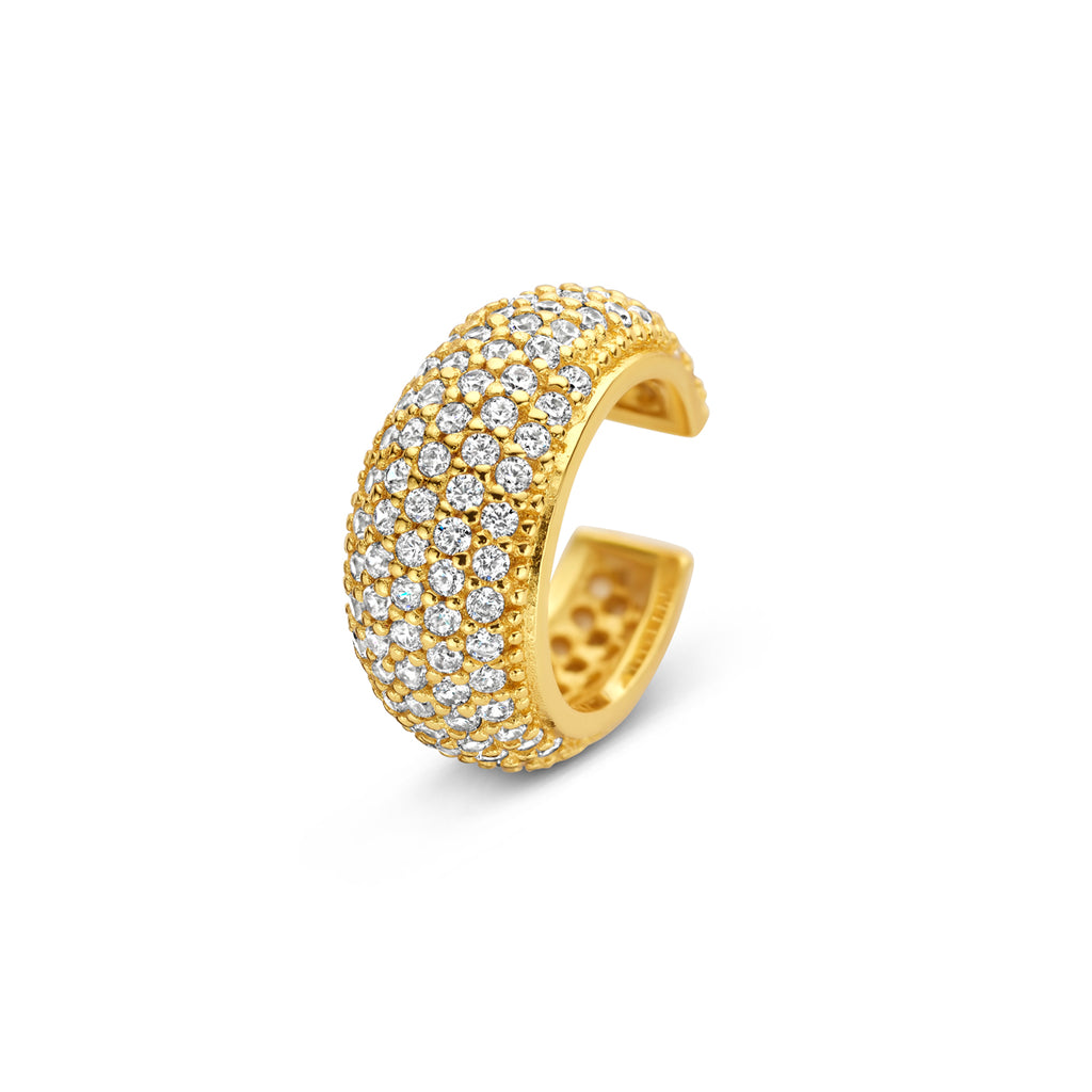 ear cuff zirkonia 13,5 mm 1 micron zilver verguld (geel)
