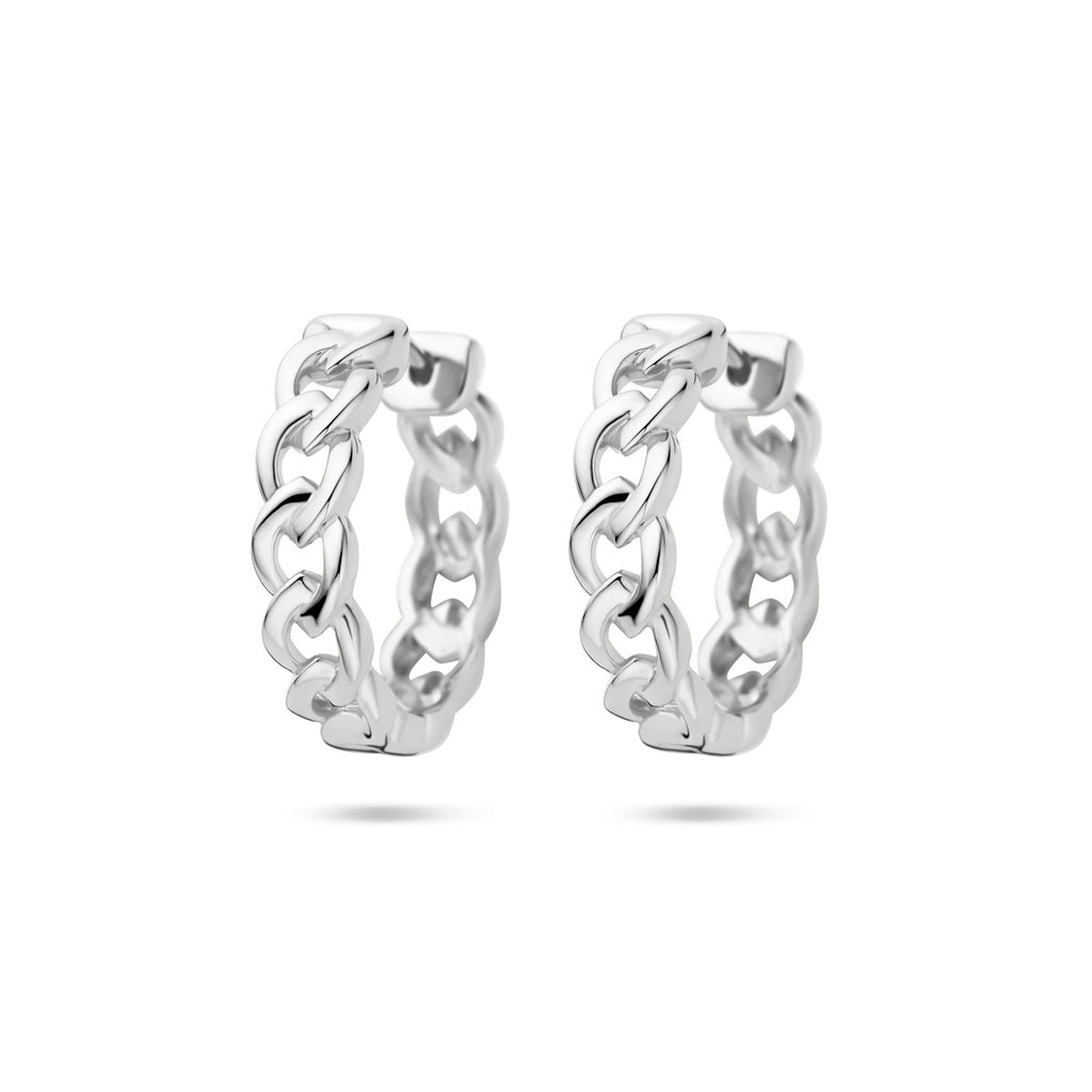 klapoorringen schakelmotief 18 mm zilver gerhodineerd